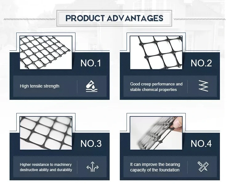 Polipropilen HDPE PP Çift Eksenli Tek Eksenli Geogrid Hızlı İnşaat 1