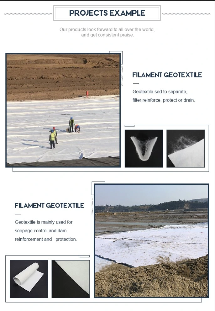 Beyaz Filtrasyon Barajı Astarı Çin Battaniyesi Ucuz Geotekstil 200 - 800GSM 2