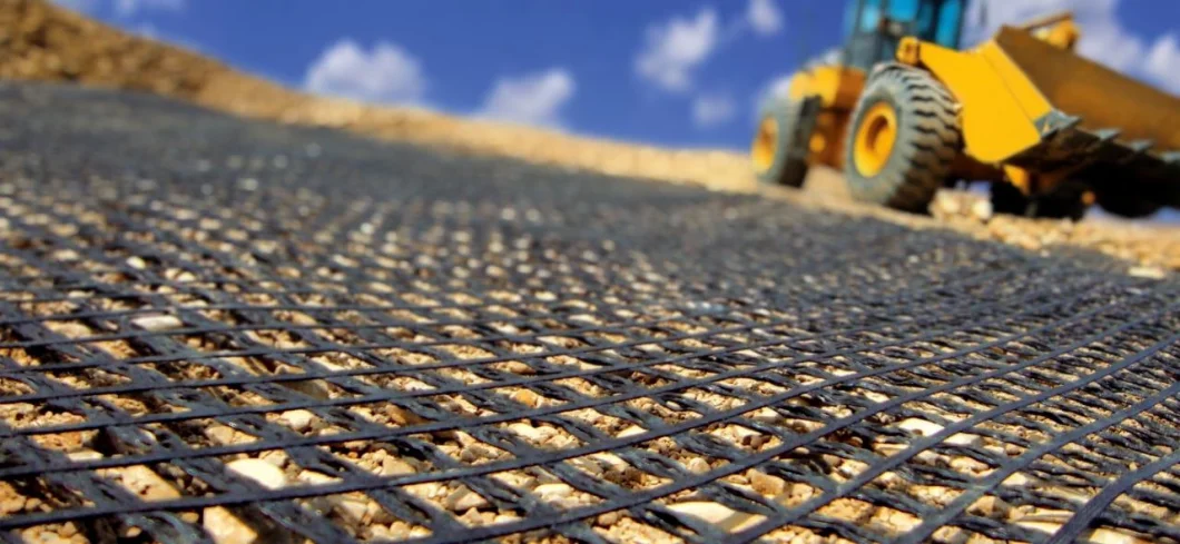 Asfalt Güçlendirme Yürüme Yolları için Yüksek Tensile Gücü Cam Elyaf Geogrid 2