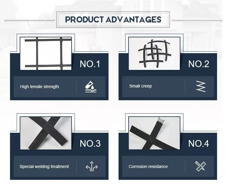 Stabilize Çakıl Yüzeyi Altyapısı ve Güçlendirme Ağı için Çelik Plastik Geogrid 2