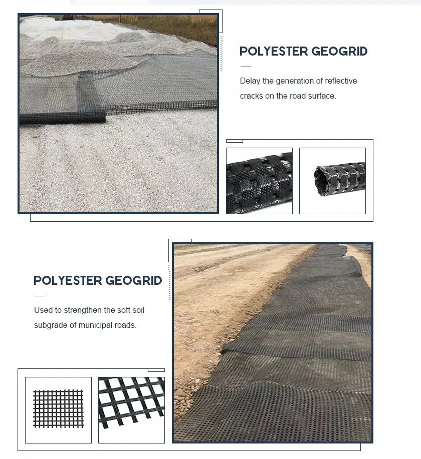 Warp Tricked Polyester Dikiş PET Biaksial Geogrid Yol Bazı Güçlendirme için 2
