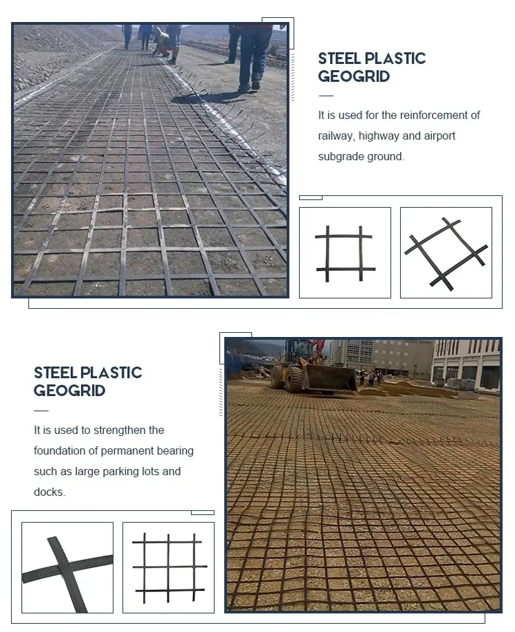 Yüksek Tensile Gücü Biaxial Kaynak Çelik Plastik Kompozit Zemin İşlemleri Toprak Istikrarı, Erozyona Karşı Özellik için Geogrid 3