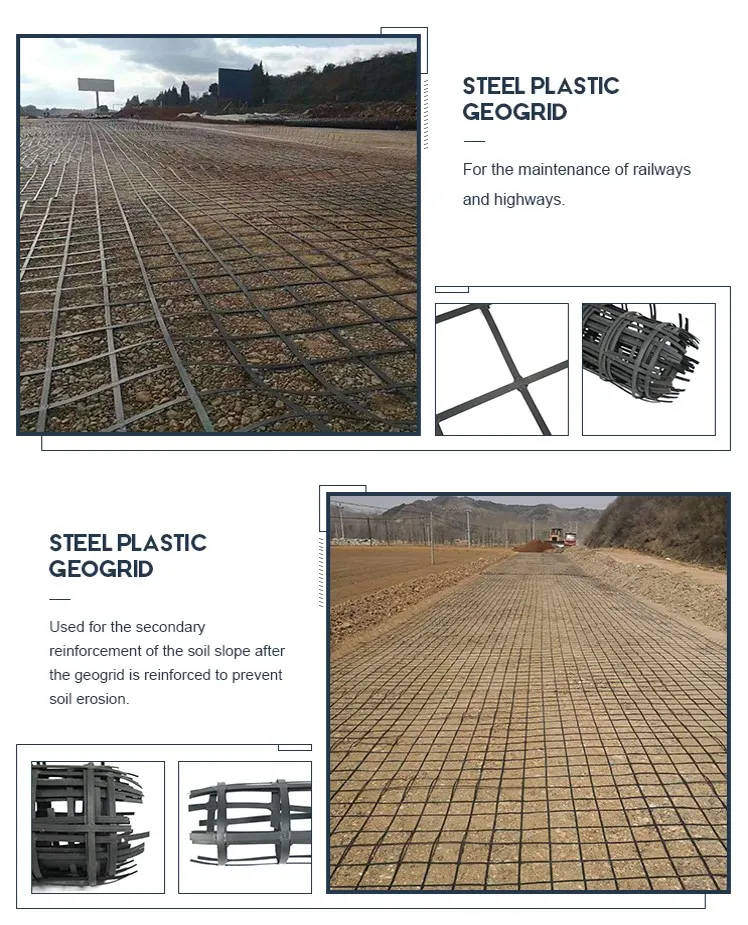 Yüksek Tensile Gücü Biaxial Kaynak Çelik Plastik Kompozit Zemin İşlemleri Toprak Istikrarı, Erozyona Karşı Özellik için Geogrid 4
