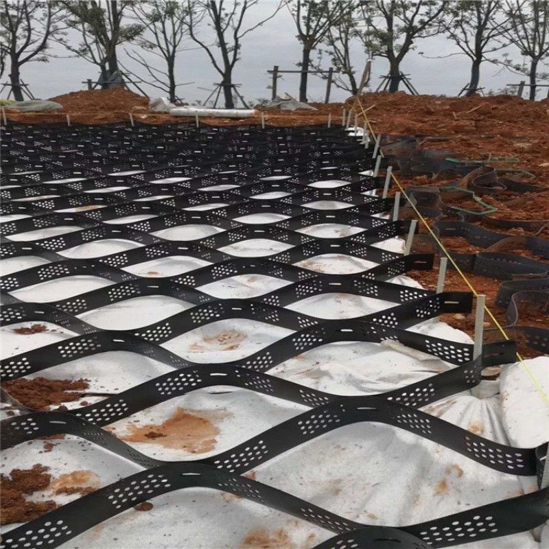 Siyah Çakıl Stabilizatör ızgara zemin HDPE Geocell Fabrikası Araç Yolu Destek Duvarları için Çakıl Stabilizatörü