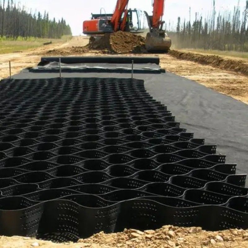 Siyah Çakıl Stabilizatör ızgara zemin HDPE Geocell Fabrikası Araç Yolu Destek Duvarları için Çakıl Stabilizatörü