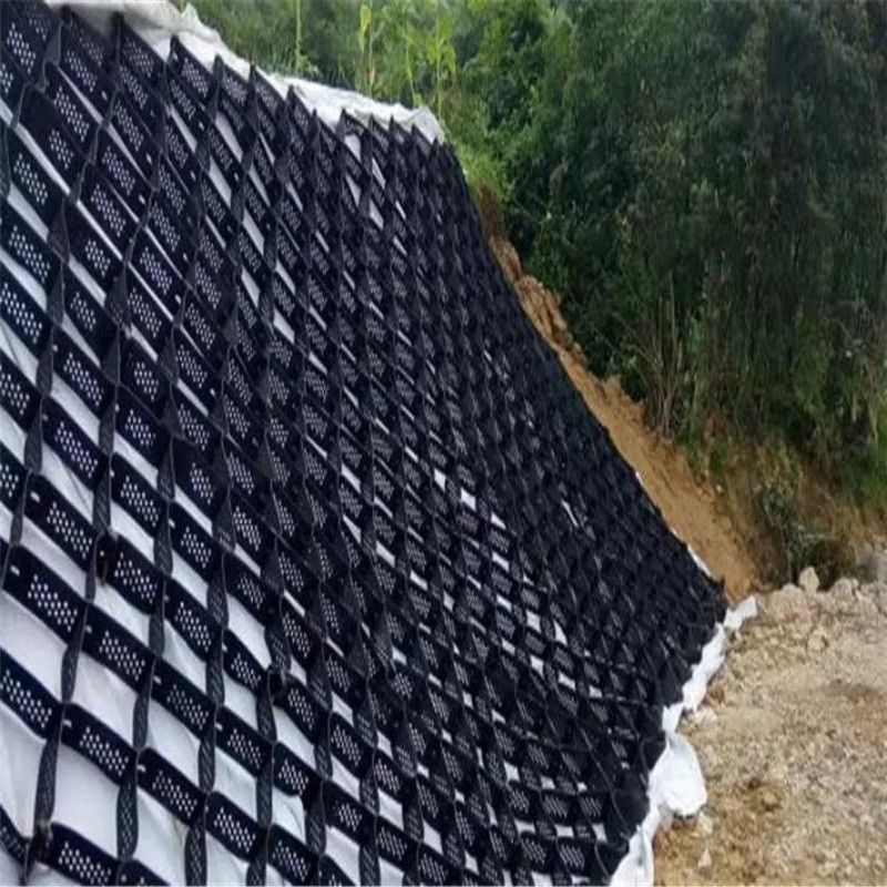 Yüksek bal çekirdeği Siyah HDPE Geocell Güçlendirme Yol için Çakıl Stabilizer Şebeke Destek Duvar Döşeme
