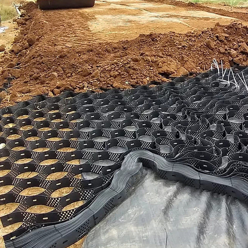 Tekstürlü Yüksek Hücresel Kilitleme Sistemi Bal çekirdeği HDPE Geocell Yol için Temel Eğim Koruması Park Alanı Araç Yolu Destek Duvarı