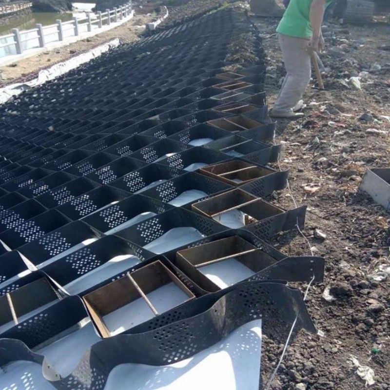250mm 75mm 100mm 150mm Hdpe Geocell Yüksek dokulu HDPE Bal kurumuş Çakıl Ağı Plastik Geocell Doğrudan Fabrika Fiyatı