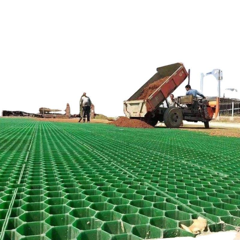 HDPE Çim ızgarası Üretici Plastik Çakıl Paver ızgarası Araç yolu ve otopark için çim ızgarası Yeşil Siyah Renk