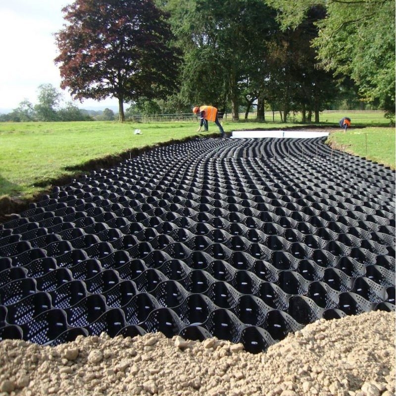 50MM 100mm 150mm HDPE Geocell Giriş Yolları Erozyon Kontrolü Çakıl Stabilizer Bahçe İdrenaj Kurulu Yol Yatağı Eğitimi Koruması