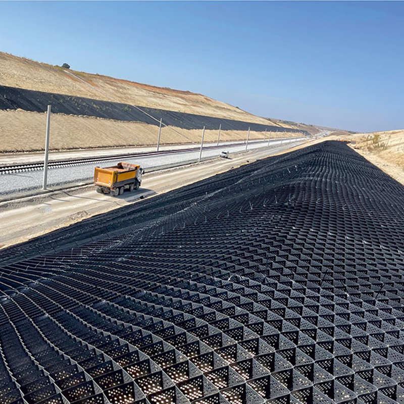 Plastik ASTM Standart Yol Izgarası Çakıl Petek HDPE Geocell İstinat Duvarı Güçlendirme Şev Koruma Otopark Geocell Erozyon Kontrolü