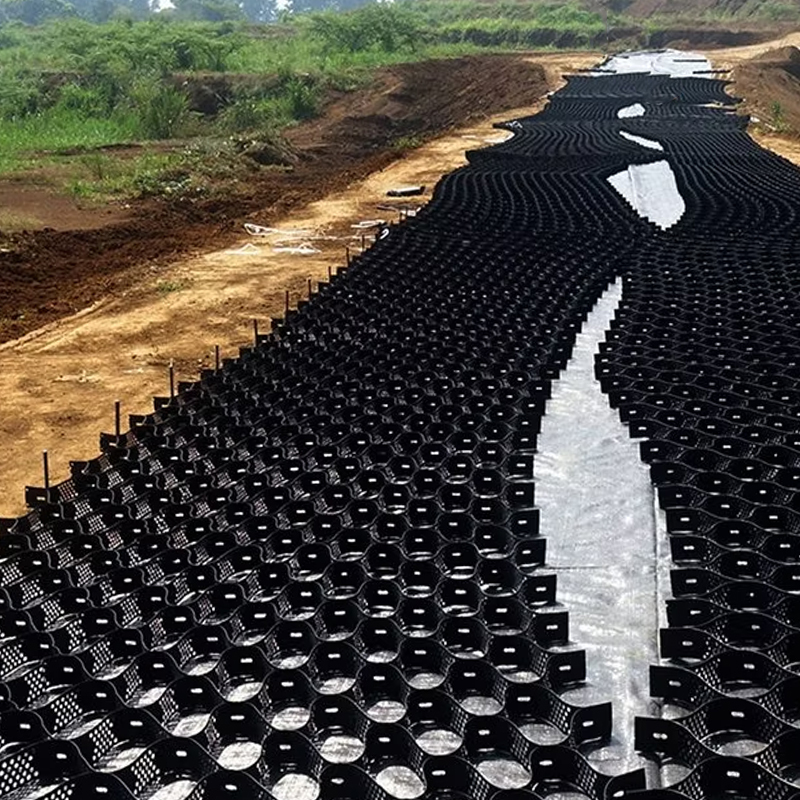 Plastik ASTM Standart Yol Izgarası Çakıl Petek HDPE Geocell İstinat Duvarı Güçlendirme Şev Koruma Otopark Geocell Erozyon Kontrolü