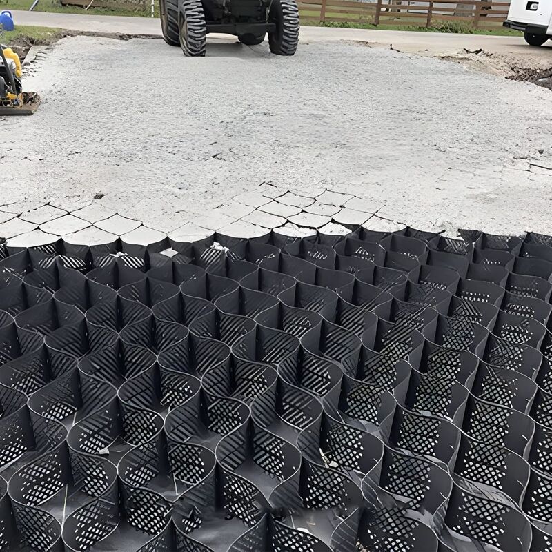 HDPE Geocell Plastik Giriş Yolları Çakıl HDPE Geocell Toprak Kontrolü Yollar için Yol Güçlendirme Eğim Koruma Erozyon Kontrol Çakıl Otoyol
